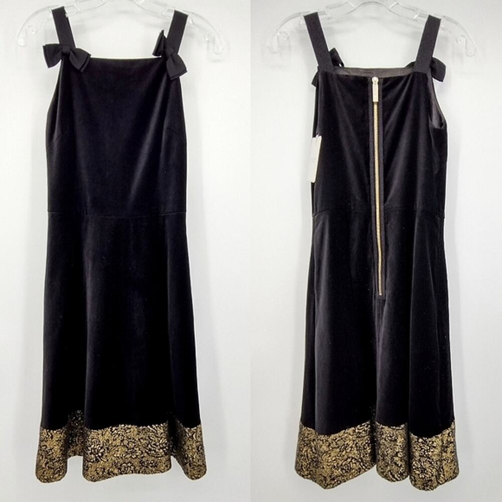 Ted Baker Louweez Bow Strap Velvet Skater Dress Size 4